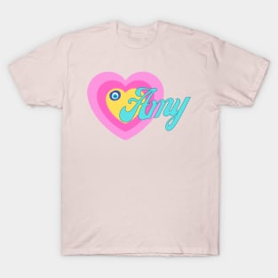 Amy in Colorful Heart Illustration T-Shirt